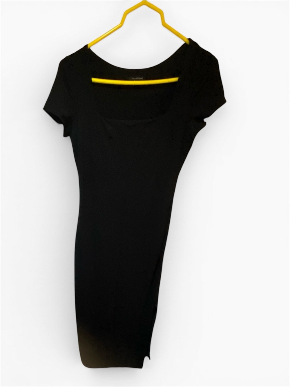 Classic Black Scoop Neck Bodycon Dress side slit size large